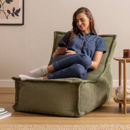 icon Scandi Jumbo Corduroy Bean Bag Lounger in Green - Size: Medium - thumbnail 2