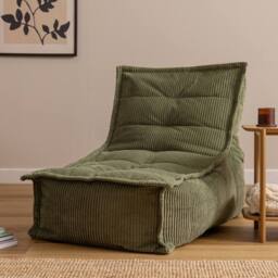 icon Scandi Jumbo Corduroy Bean Bag Lounger in Green - Size: Medium - thumbnail 1