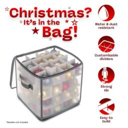Christmas Village 64 Christmas Bauble Storage Bag - Grey - thumbnail 3