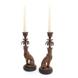 Madison & Mayfair Exquisite Gold & Brown Leopard Candlestick Set of 2 - thumbnail 5