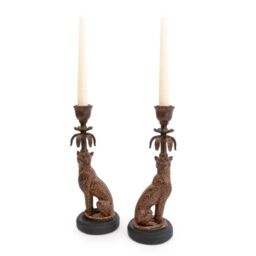 Madison & Mayfair Exquisite Gold & Brown Leopard Candlestick Set of 2 - thumbnail 7