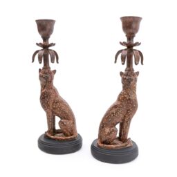 Madison & Mayfair Exquisite Gold & Brown Leopard Candlestick Set of 2 - thumbnail 8