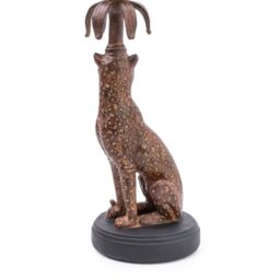 Madison & Mayfair Exquisite Gold & Brown Leopard Candlestick Set of 2 - thumbnail 4