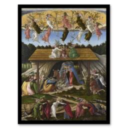 Artery8 Mystic Nativity Painting Botticelli Vintage Framed Wall Art Print in Green - Size: A4 - thumbnail 1