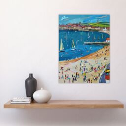 "Artery8 Scarborough North Bay Beach Pier Seaside Holiday Wall Art Print in Blue - Size: W18"" x H24""" - thumbnail 4