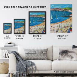 "Artery8 Scarborough North Bay Beach Pier Seaside Holiday Wall Art Print in Blue - Size: W18"" x H24""" - thumbnail 3