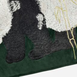 Paoletti Chuan Tranquil Panda Velvet Cushion in Emerald - Size: 40 cm x 60 cm - thumbnail 4