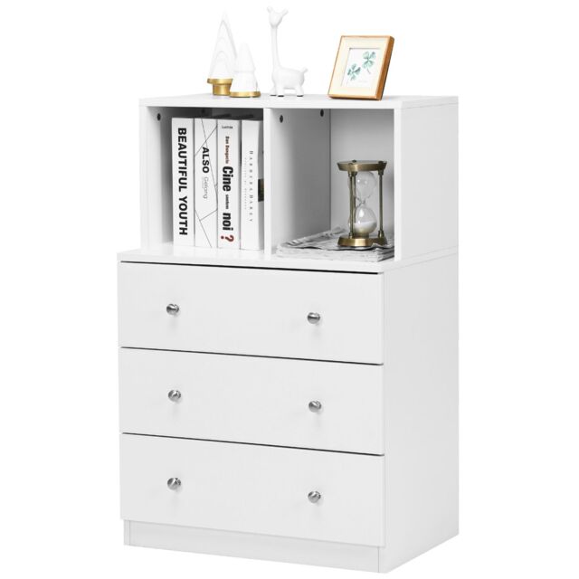 Gymax 3-Drawer Chest of Drawers With 2 Cubbies Storage Dresser Organizer in White - image 1