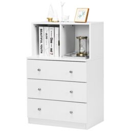 Gymax 3-Drawer Chest of Drawers With 2 Cubbies Storage Dresser Organizer in White