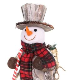 Shatchi 40cm Christmas Tabletop Decorated with Pines Berries Showpieces decoration, white Walking Snowman - thumbnail 3