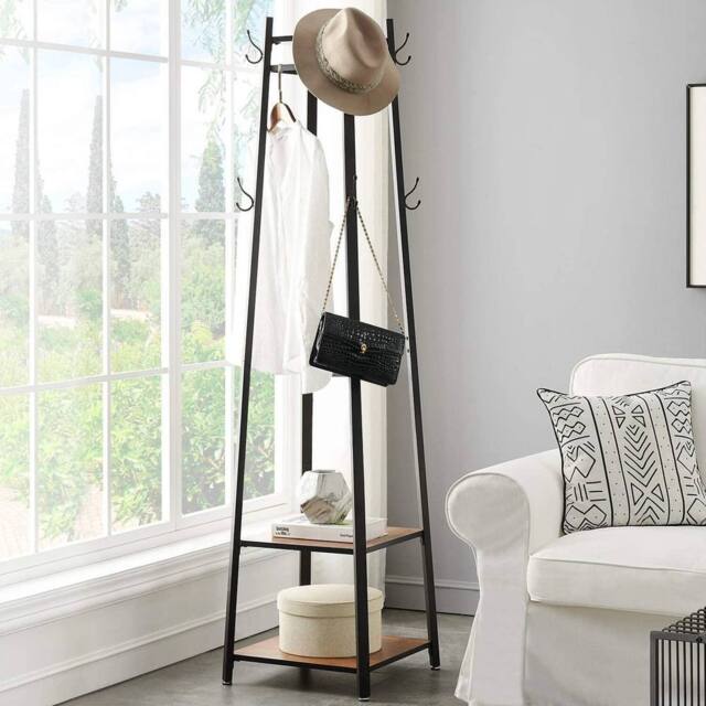 ERGOVEXA Revolving Shape Coat Stand Full Visible Garment Rack Three Shelf in Black - image 1