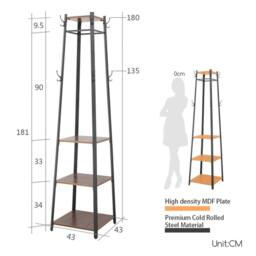 ERGOVEXA Revolving Shape Coat Stand Full Visible Garment Rack Three Shelf in Black - thumbnail 2
