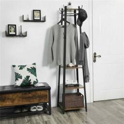 ERGOVEXA Revolving Shape Coat Stand Full Visible Garment Rack Three Shelf in Black - thumbnail 3