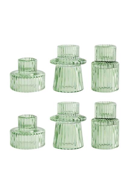 Living and Home Set of 6 Candle Holders in Green - image 1