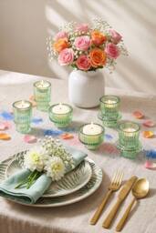 Living and Home Set of 6 Candle Holders in Green - thumbnail 3