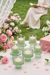 Living and Home Set of 6 Candle Holders in Green - thumbnail 4