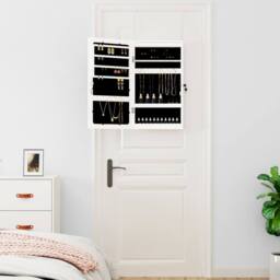 Berkfield Home Mirror Jewellery Cabinet with LED Lights Wall Mounted White
