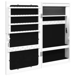 Berkfield Home Mirror Jewellery Cabinet with LED Lights Wall Mounted White - thumbnail 7