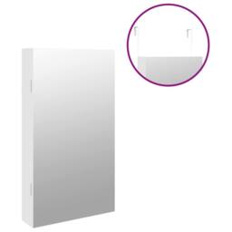 Berkfield Home Mirror Jewellery Cabinet with LED Lights Wall Mounted White - thumbnail 9