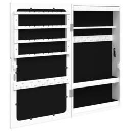 Berkfield Home Mirror Jewellery Cabinet with LED Lights Wall Mounted White - thumbnail 8