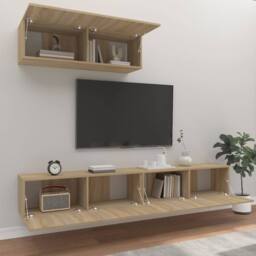 Berkfield Home 3 Piece TV Cabinet Set Sonoma Oak Engineered Wood in Light Oak - thumbnail 3