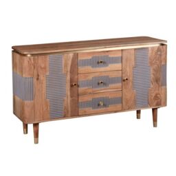 Indian Hub Wilton 2 Doors 3 Drawers Sideboard - Acacia Wood - L40 x W140 x H80 cm in Brown - thumbnail 2