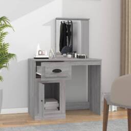 Berkfield Home Durable Dressing Table with Mirror Grey Sonona 90x50x132.5 cm Eng - thumbnail 1