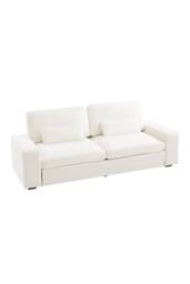 Living and Home 2-Seater Chenille Upholstered Sofa with Pillows in White - thumbnail 3