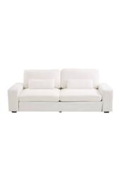 Living and Home 2-Seater Chenille Upholstered Sofa with Pillows in White