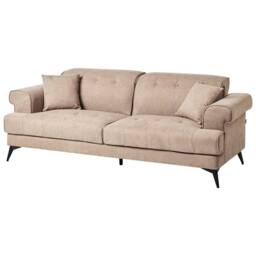 Wyld and Coco 2+3-Seater Sofa Set Light Brown Fabric with Adjustable Headrests - thumbnail 6