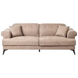 Wyld and Coco 2+3-Seater Sofa Set Light Brown Fabric with Adjustable Headrests - thumbnail 5
