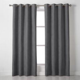 Luxury Living Velvet Chenille Eyelet Curtains Ready Made Pair in Grey - Size: 142 cm width x 229 cm drop - thumbnail 3