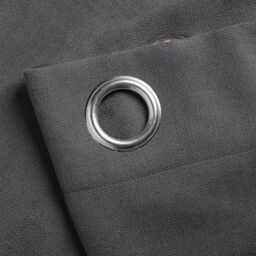 Luxury Living Velvet Chenille Eyelet Curtains Ready Made Pair in Grey - Size: 142 cm width x 229 cm drop - thumbnail 5