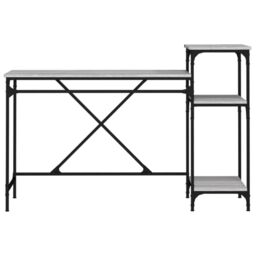 Berkfield Home Desk with Shelves Grey Sonoma 135x50x90 cm Engineered Wood&Iron - Size: 135 x 50 x 90 cm - thumbnail 5