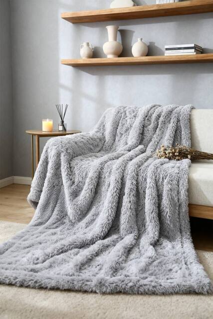 Living and Home 130x160cm Reversible Coral Fleece Blanket Throw for Sofas & Bed in Grey - Size: 130 cm x 160 cm - image 1