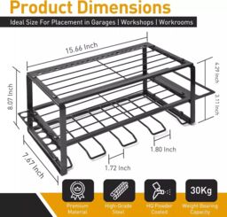 Dyzi Power Tool Organizer Wall Mount Alloy Steel Black Storage Rack - thumbnail 2