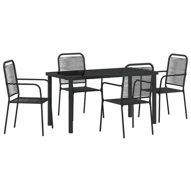 Berkfield Home 5 Piece Garden Dining Set Black Cotton Rope & Steel - image 1
