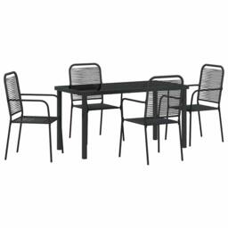 Berkfield Home 5 Piece Garden Dining Set Black Cotton Rope & Steel