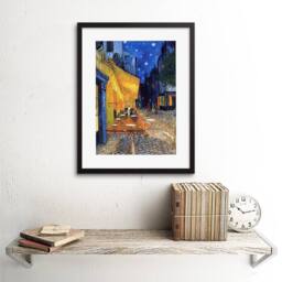 "Artery8 Van Gogh Cafe Terrace Night Place Du Forum Arles 1888 Framed Art in Blue - Size: W12"" x H16""" - thumbnail 2