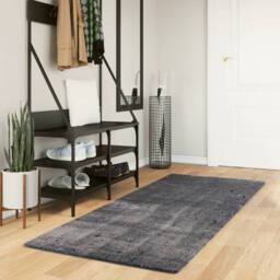 Berkfield Home Rug Short Pile Soft & Washable Anthracite 80x200 cm in Dark Grey - Size: 100 cm diameter - thumbnail 2