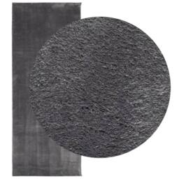 Berkfield Home Rug Short Pile Soft & Washable Anthracite 80x200 cm in Dark Grey - Size: 100 cm diameter - thumbnail 3