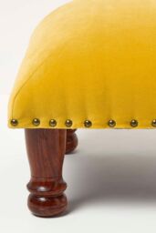 Homescapes Mable Velvet Square Footstool in Mustard - thumbnail 5