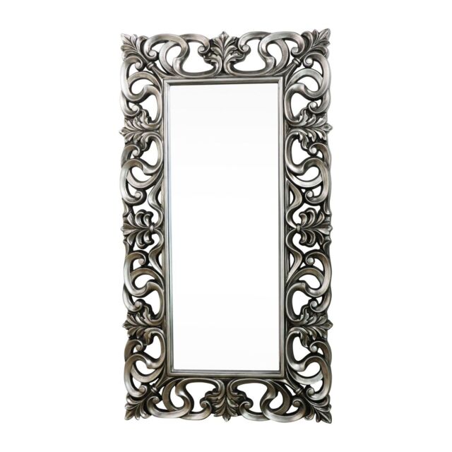 Melody Maison Large Baroque-style Silver Wall / Floor Mirror 90cm X 168cm - Size: 90 cm X 168 cm - image 1