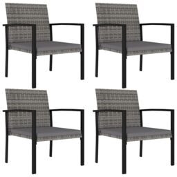 Berkfield Home Garden Dining Chairs 4 pcs Poly Rattan Grey