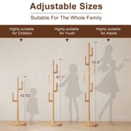 YQJJGL Coat Rack Solid Wood Freestanding Coat Tree with Hooks for Entryway Coat Rack Clothes Rack Garment Rack in Natural - thumbnail 4