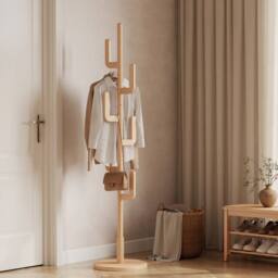 YQJJGL Coat Rack Solid Wood Freestanding Coat Tree with Hooks for Entryway Coat Rack Clothes Rack Garment Rack in Natural - thumbnail 8