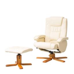 Artemis Home Severn Swivel Recliner Chair & Stool in Cream - Size: 1 Seater - thumbnail 2