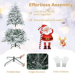 Gymax 4.5 FT Pre-Lit Flocked Christmas Tree With 757 Branch Tips 120 Lights in Green - thumbnail 8