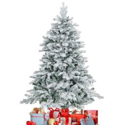 Gymax 4.5 FT Pre-Lit Flocked Christmas Tree With 757 Branch Tips 120 Lights in Green - thumbnail 2