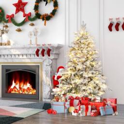 Gymax 4.5 FT Pre-Lit Flocked Christmas Tree With 757 Branch Tips 120 Lights in Green - thumbnail 5